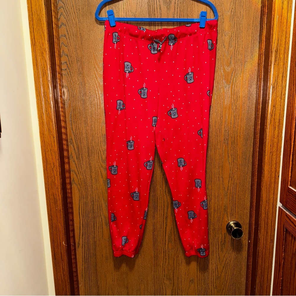 Life is Good Large Women’s Pajama Bottoms with coffee mug Print